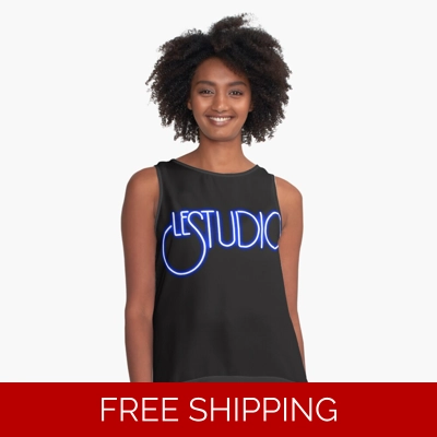 Le Studio Sleeveless Top A White & Blue logo